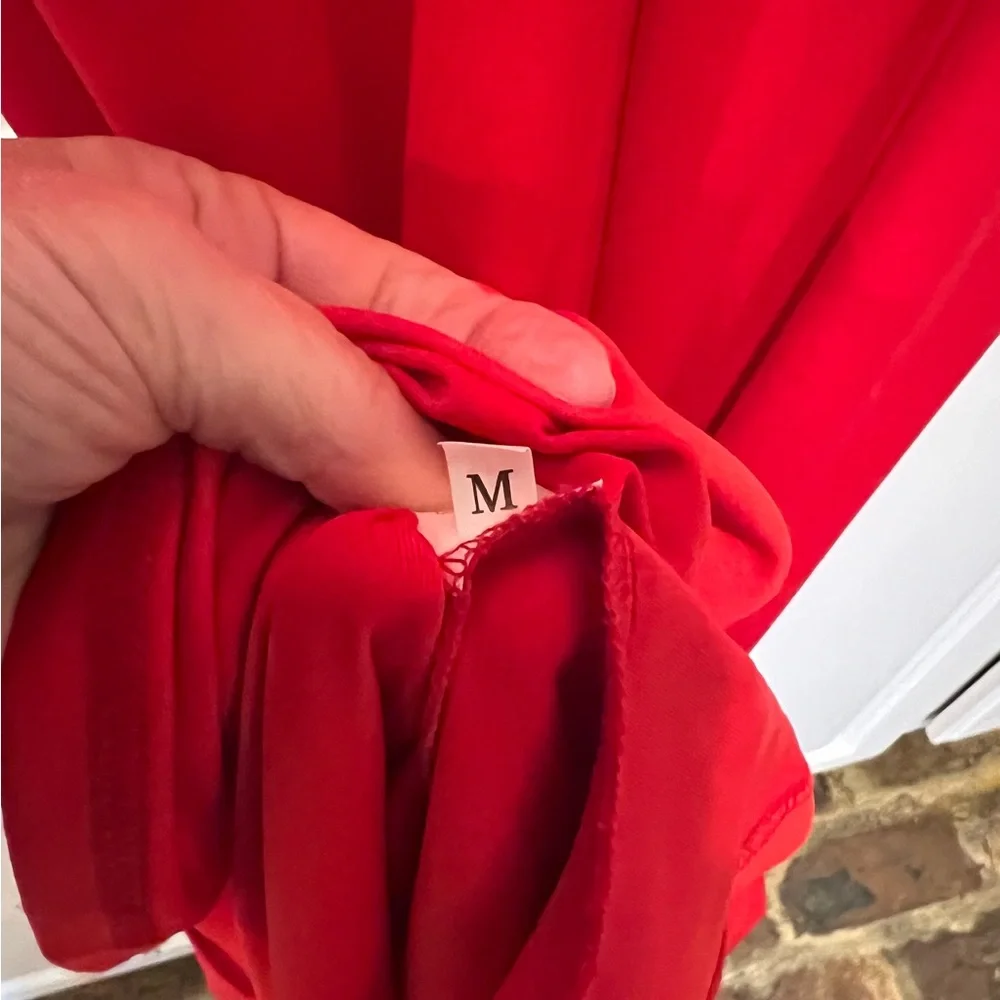 Red Ruffle Prom Gala Wedding Guest Maxi M - Picture 5 of 9
